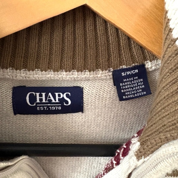 Chaps 100% Cotton Fair Isle Zip-Up Sweater Size Small - Picture 4 of 6